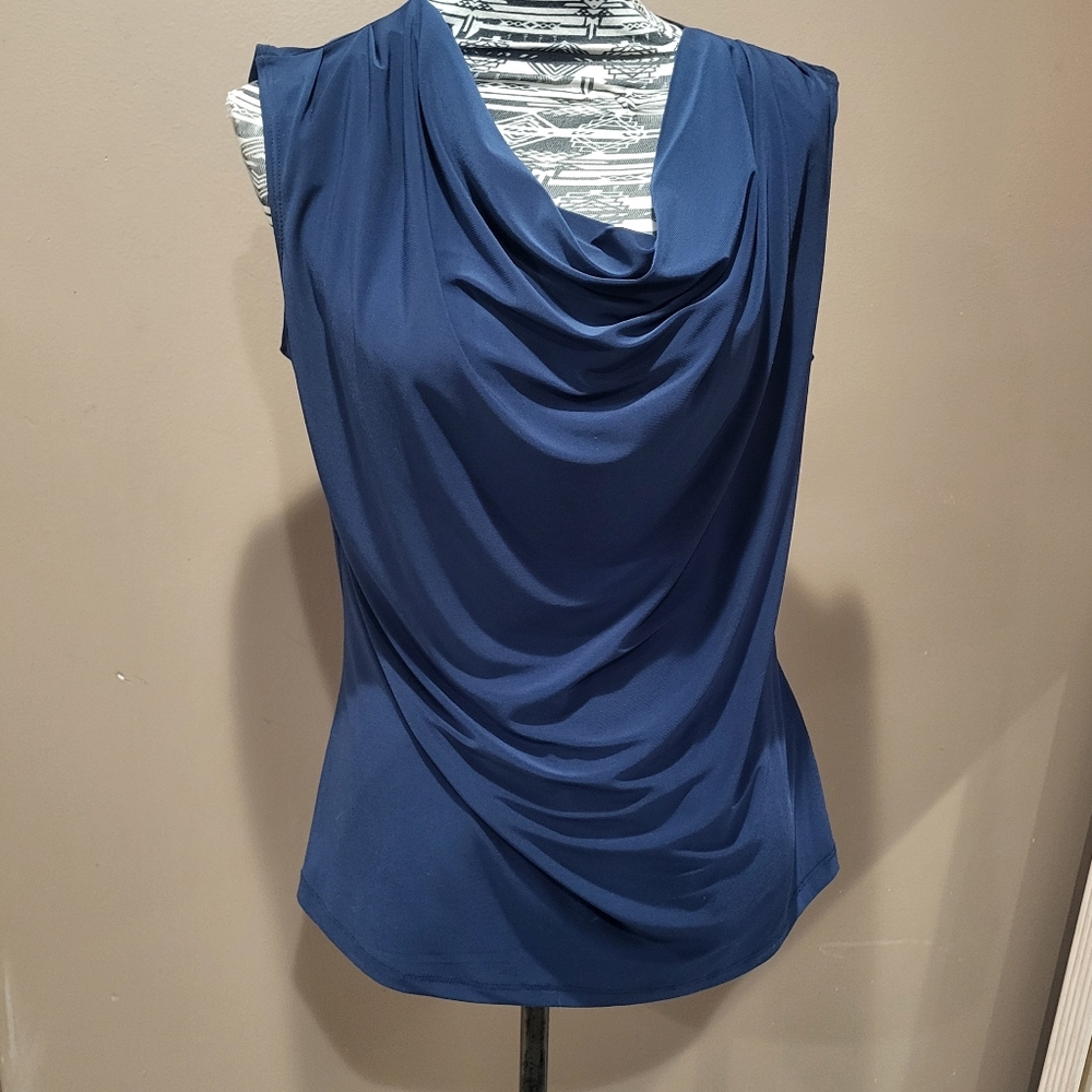 Dressbarn Draped Stretch Sleeveless Top